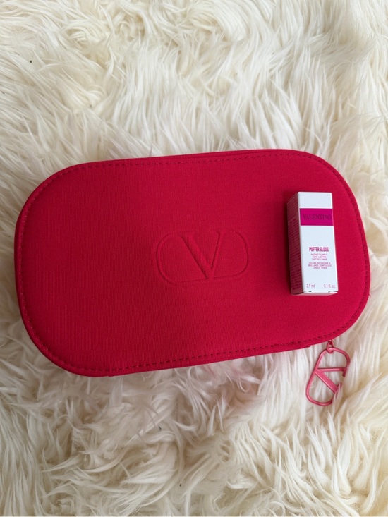 Valentino Handbags - Valentino Vibrant Pink Embossed Logo Pouch with lip Gloss